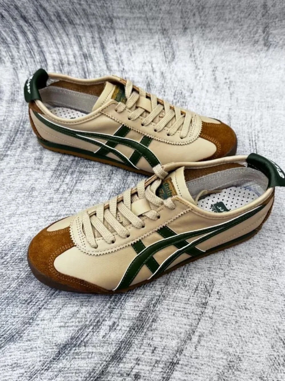 Onitsuka Tiger by Asics Beige, Brown & Dark Green Mexico 66 Sneakers